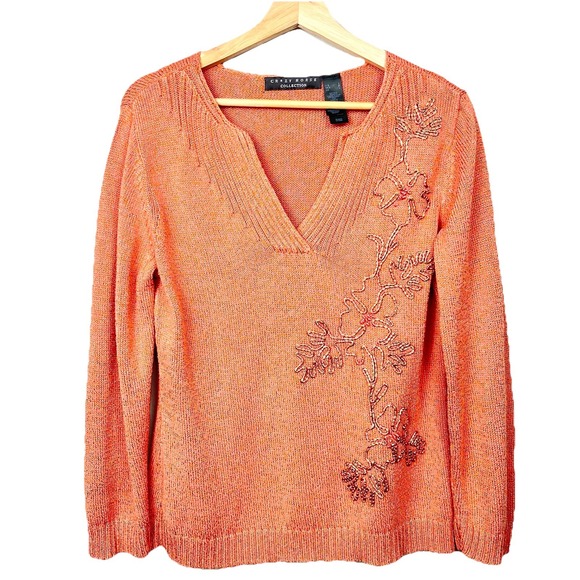 Crazy Horse By Liz Claiborne Sweaters - Crazy Horse Collection Embroidered Sweater Womens Size Large Floral Whimsigoth